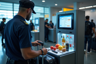 Agent de sécurité vérifiant une valise à l'aéroport