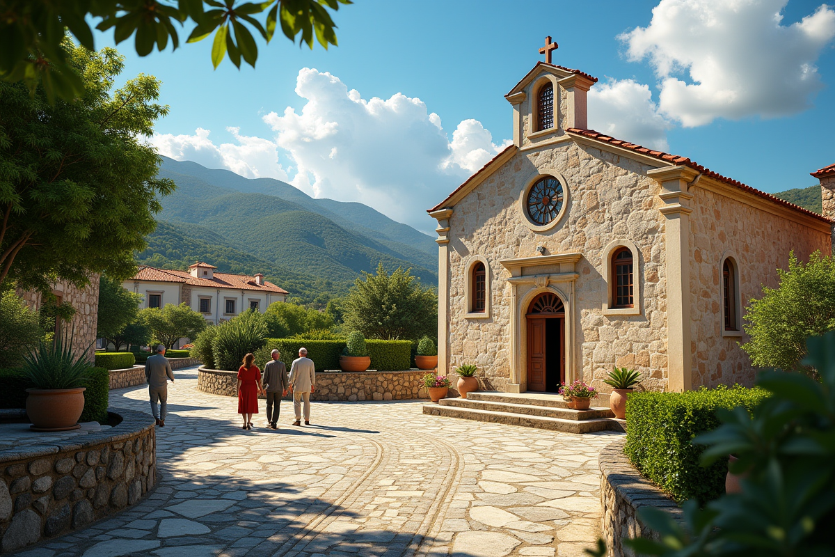 Eglise de village corse en plein jour ensoleille