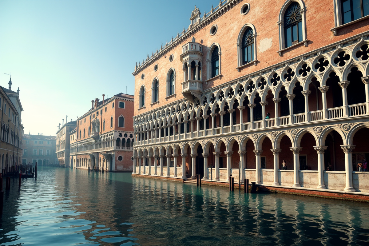Façade d'un palais vénitien sur le Grand Canal en plein jour