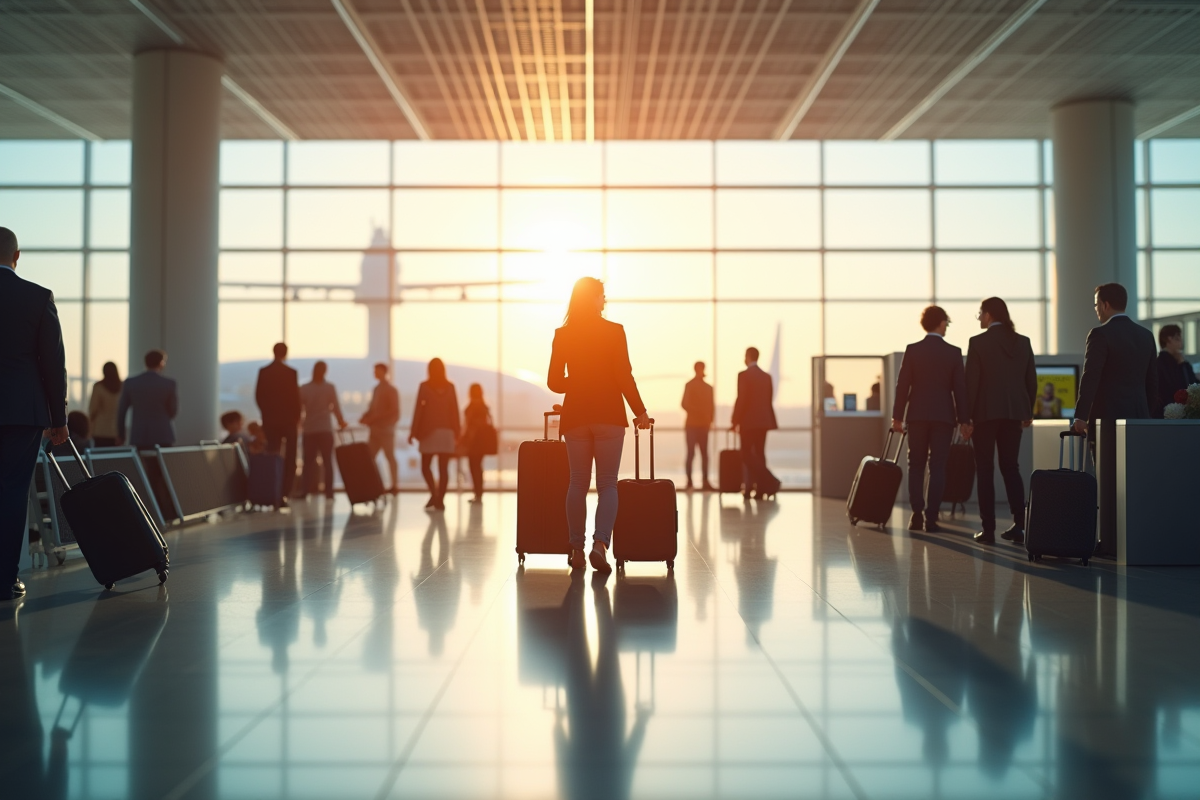 Hall d arrivals animé dans un aéroport en Espagne