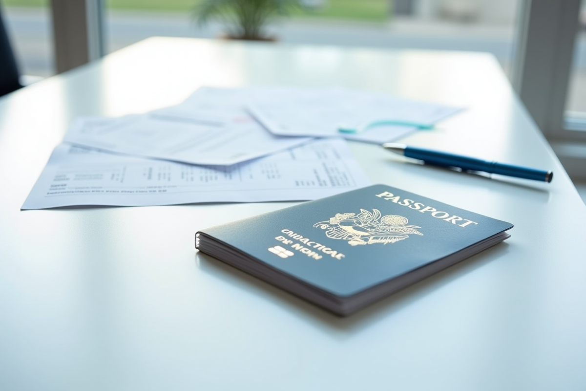 Passeport ouvert avec certificats de vaccination sur une table
